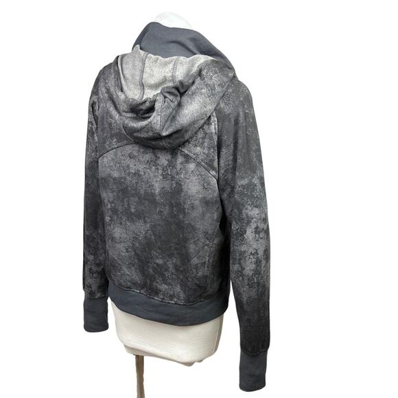 Danskin Grey Tie Dye Marble Print Collar Zip Hooded Athletic Jacket Sweater Top - Picture 4 of 7